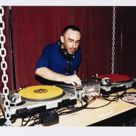 DJ performs at the Mash party, LA Bar, 2001