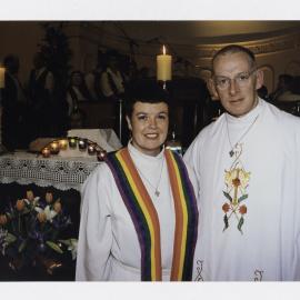 Reverend Shelagh Zincke with Reverend Greg Smith at her ordination, Darlinghurst, 1998