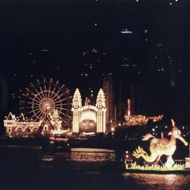 Luna Park and boats on Sydney Harbour during 1999 New Years Eve celebrations, 1999