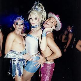 Drag queen and party attendees at Sydney Pride New Years Eve Party, 1999