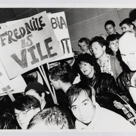 Clover Moore at the Community Action Against Homophobia protest against Fred Nile, 1993