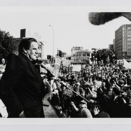 Fred Nile addresses protesters in Taylor Square, Oxford Street Darlinghurst, 1989