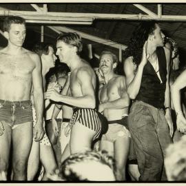 Party goers at the Locker Room bar, Olympic Boulevard Sydney Olympic Park, 1990