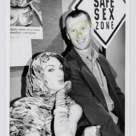 Drag queen Cindy Pastel and Paul Kinder at AIDS Council of NSW Gay Men's Health Strategy launch, 1995