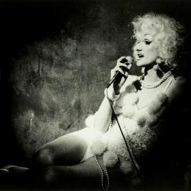 Drag queen Cindy Pastel sings at DCM nightclub, Oxford Street Darlinghurst, 1992