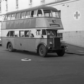 Bus outside Red Cross House on Clarence Street Sydney, 1960