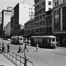 Elizabeth Street, view south from Market Street Sydney, 1957