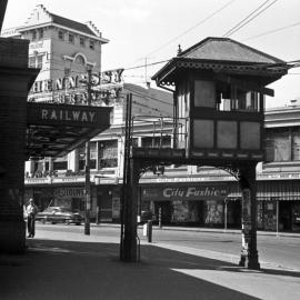 Elizabeth Street and Liverpool Street outside Museum Station Sydney, 1961