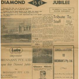 Newsclipping - Brennans 60th Diamond Jubilee, 1958
