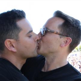 Alex Greenwich and partner, YES vote for marriage equality, Sydney, 2017