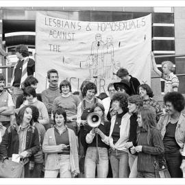 Speakers after the Morning March Gay Solidarity Day, Martin Place Sydney, 1978