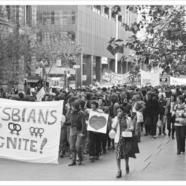 Lesbian Ignite at Drop the Charges Rally, Sydney Town Hall, 1978
