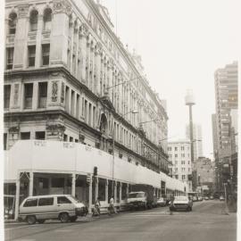 Anthony Hordern Building with view of Centrepoint Tower, Pitt Street Sydney, 1986