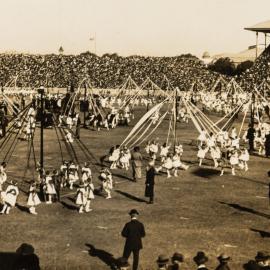 Postcard of school sports at Sydney Cricket Ground during the visit of Prince of Wales, 1920