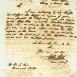 Letter - Order to print 100 copies of Rate Act and Hawkers and Pedlars Act, 1843