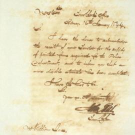 Letter - Notice that tender for printed forms for Police Department has been unsuccessful, 1844