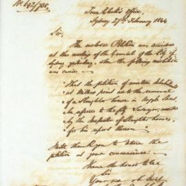 Letter - Forward of petition of inhabitants of Millers Point about slaughterhouse, 1844