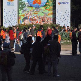 World Youth Day promotional wall, Hyde Park Sydney, 2008
