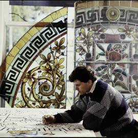 Restoration of Sydney Town Hall, stained glass window design, George Street Sydney, 1991