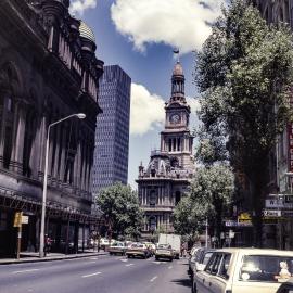Streetscape and Sydney Town Hall, York and George Streets Sydney, 1978
