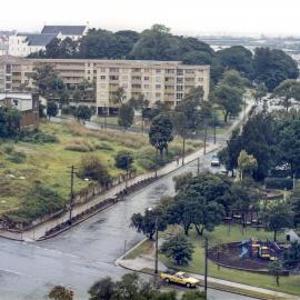 Vacant lot and children's playground, corner Pitt and Raglan Streets Waterloo, 1988