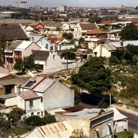 Waterloo buildings and South Sydney Uniting Church, corner Pitt and Raglan Streets Waterloo, 1988