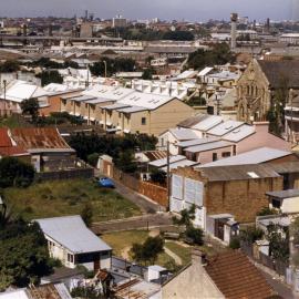 Backyards and South Sydney Uniting Church, Douglas Street Waterloo, 1988