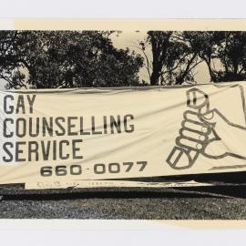 Gay Counselling Service banner, 1981