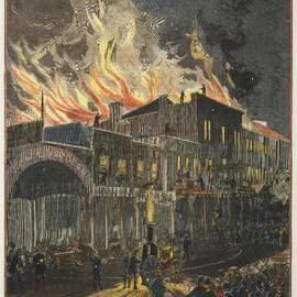 Engraving - Destruction of the Victoria Theatre Sydney, 1880