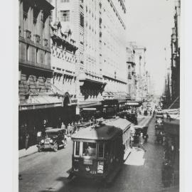 Tram in Castlereagh Street Sydney, 1930s
