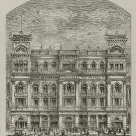 Engraving - The New Theatre to be erected, Pitt and Market Streets Sydney, c1883