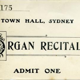 Ephemera - Organ recital ticket, no date