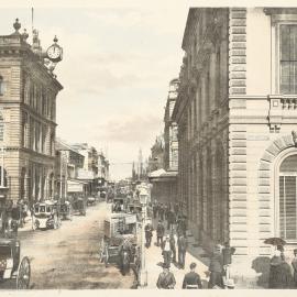 Lithograph - George Street, looking south from Wynyard Street Sydney, circa 1890