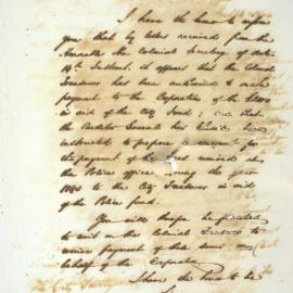 Letter - Payment from Colonial Treasurer to City Fund, 1844