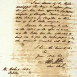Letter - Pro temp appointment as Inspector of Slaughterhouses, 1844