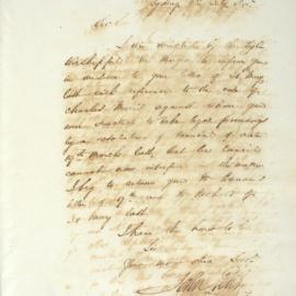 Letter - Return of letters which relate to legal proceedings, 1845