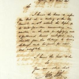 Letter - Notice to City Surveyor of adoption or Water Committee report about rates, 1845