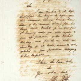 Letter - Directive to give up possession of George Street Market, 1845
