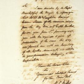 Letter - Directive to give up possession of Hay, Corn and Cattle Market, 1845