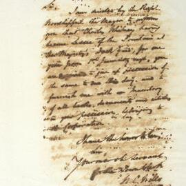 Letter - Directive to give up possession of Her Majesty's Dock Yard Fountain, 1845