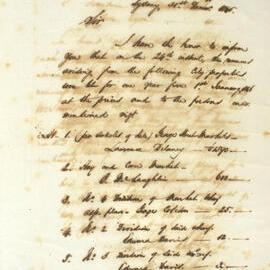 Letter - Notification of revenue ammounts from leased City properties, 1845