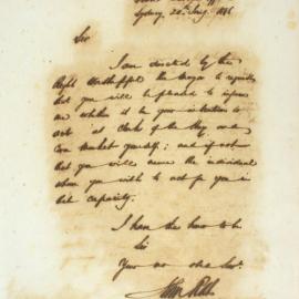Letter - Decision required on who will act as Clerk of Hay and Corn Market, 1846