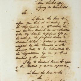 Letter - Resolution to prepare drafts of acts, 1846