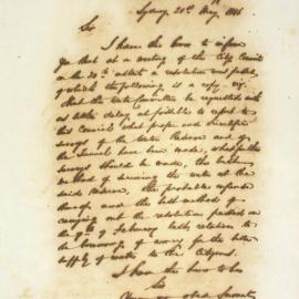 Letter - Report requested on surveys of the water reserve and tunnel, 1846