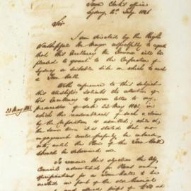 Letter - Governor grant for a site to erect Town Hall, 1846