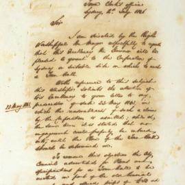 Letter - Request to Governor for grant for site to erect Town Hall, 1846