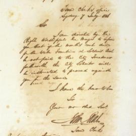 Letter - Notice given for rent due on Soldier's Point Fountain, 1846