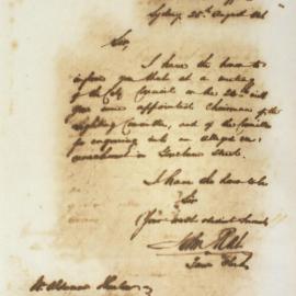 Letter - Appointment to Lighting Committee and also encroachment in Goulburn Street, 1846
