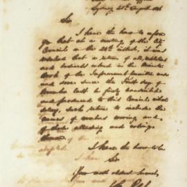Letter - Resolution to immediately deliver completed Minute Book of Improvement Committee, 1846