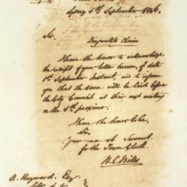 Letter - Confirmation that Dingwell's claim will be considered by Council, 1846